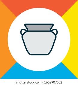 Clay pot icon colored line symbol. Premium quality isolated pottery element in trendy style.