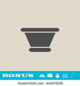 Clay pot icon flat. Grey pictogram on light background. Vector illustration symbol and bonus button real estate, ottoman, vase, tv, fishing rod