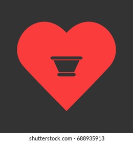 Clay pot icon flat. Simple pictogram on heart background. Vector illustration symbol