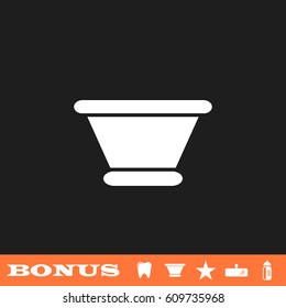 Clay pot icon flat. White pictogram on black background. Vector illustration symbol and bonus button tooth, vase, star, mirror, bottle