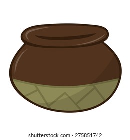 Clay pot isolated illustration on white background