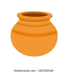Clay pot isolated on white background. Clay pot. Icon. Vector illustration. EPS 10.