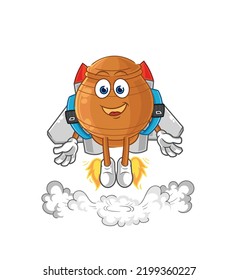 the clay pot with jetpack mascot. cartoon vector