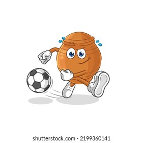the clay pot kicking the ball cartoon. cartoon mascot vector