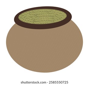 Clay pot with lid illustration for cooking, storage, and rustic home decor