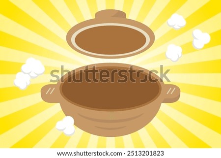 A clay pot with the lid open. A vector illustration of an empty pot.