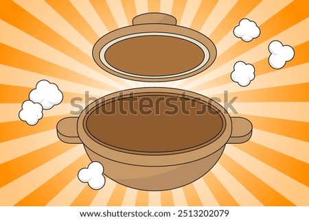 A clay pot with the lid open. A vector illustration of an empty pot.