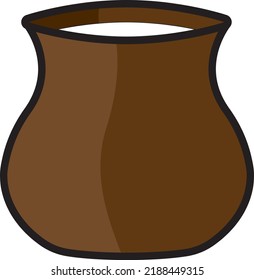 Clay pot with milk. Traditional utensils. Ceramics.