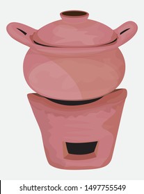 clay pot on white background vector design