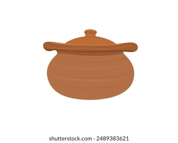 Maceta de arcilla sobre fondo blanco.