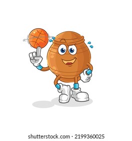the clay pot playing basket ball mascot. cartoon vector