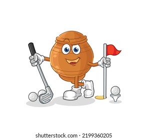 the clay pot playing golf vector. cartoon character