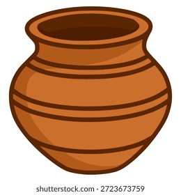 Diseño de Plantilla de Ilustración vectorial de color plano hecho a mano de cerámica de olla de arcilla