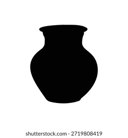 Diseño plano del Vector de la silueta del pote de la arcilla en el fondo blanco.
