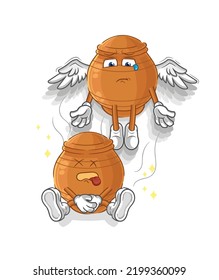 the clay pot spirit leaves the body mascot. cartoon vector
