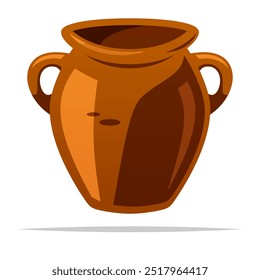 Clay pot vase with handles vector isolated illustration