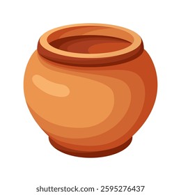 Clay pot. Vector cartoon illustration.