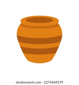 Clay pot. Vector illustration isolated on white background.