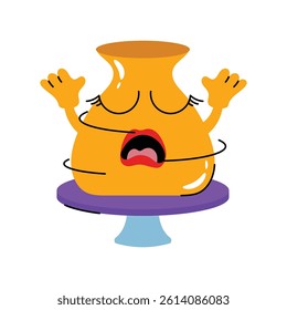 Clay pot Vector Sticker. Eps 10 File 