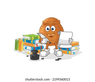 the clay pot writer vector. cartoon character