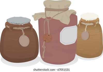 Clay pots set vector illustration for web