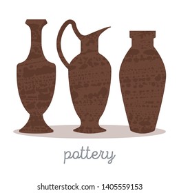 Clay pottery hand crafts logotype. Vase vector illustration.