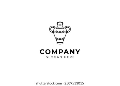 clay pottery with line art logo vector design style