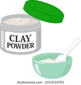 Clay powder in a jar and a bowl