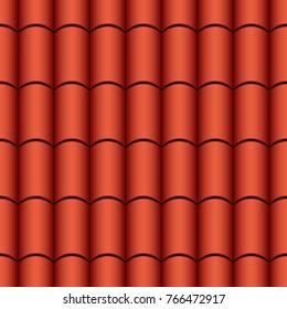 Clay red tiles texture. Vector Seamless Pattern.