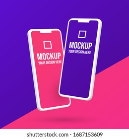 Clay Render Smart Phone Mockup With Blank Screen For App Development And UX/UI Design