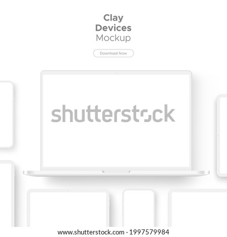 Clay Responsive Devices Mockup for Display Web-Sites and Apps Design. Vector Illustration