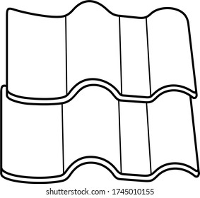 Clay roof tiles. Vector outline icon.