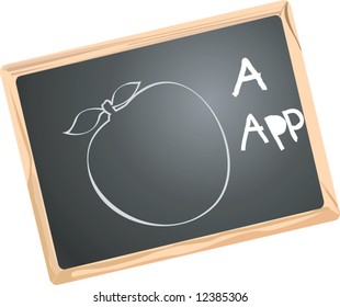 clay slate with a drawing of apple	