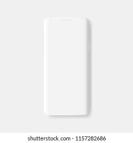 Clay smartphone with blank screen isolated on white background. Mockup to showcasing mobile web-site design or screenshots your applications. Vector illustration