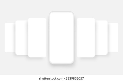 Clay Smartphone With Blank Wireframe Screens. Template for Mobile App Design. Vector Illustration