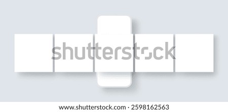 Clay Smartphone With Square Social Media Posts Templates, Front View. Vector Illustration
