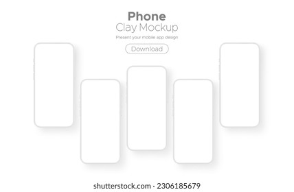 Smartphones De Arcilla Con Pantallas En Blanco. Mockup para el diseño de aplicaciones móviles con espacio para texto. Ilustración vectorial