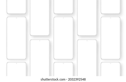 Clay Smartphones Screens Mockups Isolated on White Background. Concept for Showing Apps Design. Vector Illustration