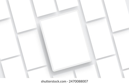 Clay Tablet Computer With Blank Screen And Social Media Screens For Showing Your Designs. Vector Illustration