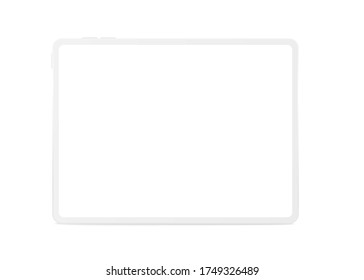 Clay Tablet Computer Horizontal Mockup Front View. Vector Illustration