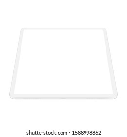 Clay tablet computer mockup with perspective vertical view isolated on white background. Vector illustration