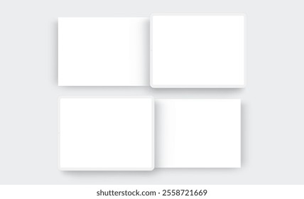 Clay Tablet Computers, With Blank Horizontal App Screens. Template For Showing Your Apps Interfaces. Vector Illustration