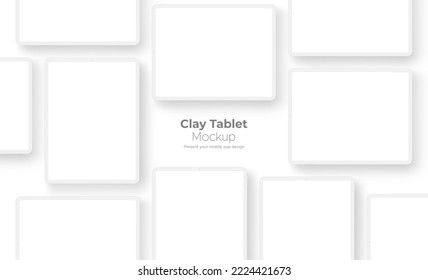 Clay Tablet Computers Mockups for Showing Mobile App Design. Vector Illustration