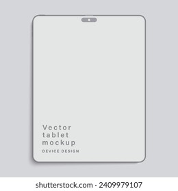 clay tablet mockup with blank screen top view isolated on grey background. device with shadow in a minimalist style for your design goals. vector illustration