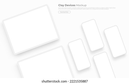 Clay Tablet and Smartphone Mock Up With Space for Text. Concept for Mobile App Design. Vector Illustration