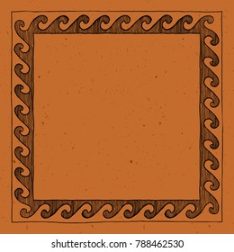 Clay tablet. Vector template with ancient Greek border in black-figure pottery painting style. Place for your text.
