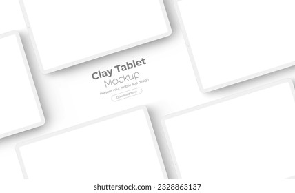 Clay Tablets With Blank Screens For App Design, Isolated on White Background. Vector Illustration