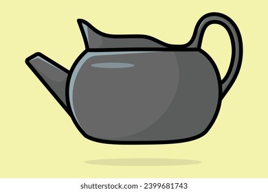 Ilustración vectorial de arcilla Tea Kettle. Concepto de icono de objeto interior de cocina. Cocina Tetera con diseño de icono de tapa cerrada con sombra.