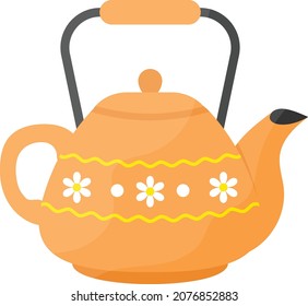 Clay Teapot Concept, Retro Team Maker Kettle Vector Color Icon Design, Winter Season activities Symbol, Coldest Weather Sign, Snow and frost Stock Illustration