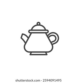 Clay Teapot line icon. linear style sign for mobile concept and web design. Clay tea pot with a handle outline vector icon. Symbol, logo illustration. Vector graphics